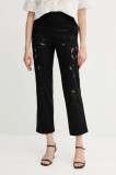 Sisley pantaloni culoarea negru, fason chinos, high waist, 48R0LF075