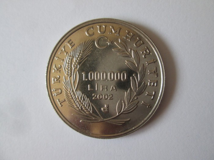 Rara! Turcia 1000000 Lira 2002 UNC moneda comemorativă:Yunus Emre
