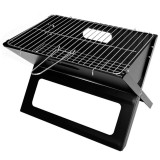 Gratar metalic pe carbune, pliabil, din otel cu tava cromata, 46x31x29cm, negru Household NewTrend