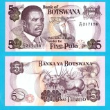 Botswana (pick 11) 5 Pula 1992 UNC serie: C/47 217156; Ketumile Masire