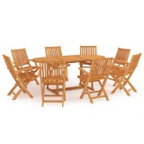 Cumpara ieftin Set mobilier de grădină, 9 piese, lemn masiv de tec