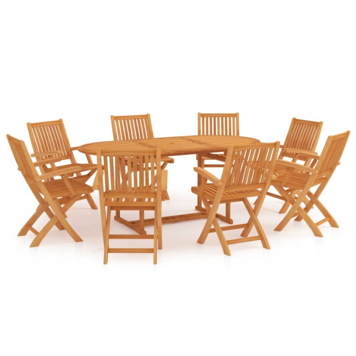 vidaXL Set mobilier de grădină, 9 piese, lemn masiv de tec 3059562