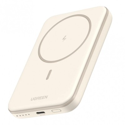 Baterie Externa Wireless UGREEN PB560, 5000mAh, 15W, PD + QI, 1 x QI - 1 x USB-C, Bej foto