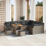 Set de Sofa de Grădină vidaXL 12 Piese cu Perne Gri Ratan Poliat