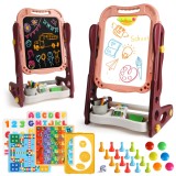 Tabla de desenat multifunctionala cu doua fete si 2 jocuri de societate incluse WePro Store, partea magnetica pentru cifre si litere si cea neagra pen