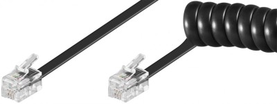 Cablu telefonic spiralat RJ10 4P4C 2m negru foto