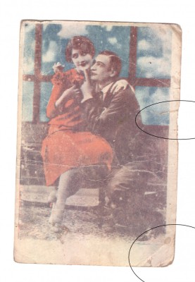 CP Cuplu, interbelica, uzata foto