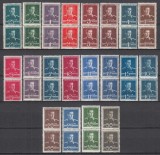 ROMANIA 1940/42 LP 154 REGELE MIHAI I UZUALE (FILIGRAN MM) PERECHE SERII MNH