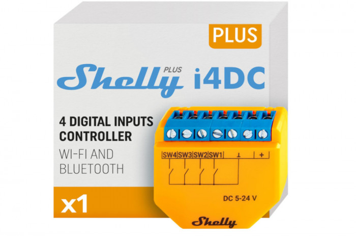 Releu smart Wi-Fi Shelly Plus i4 DC controler de scena - RESIGILAT