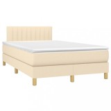 Cumpara ieftin Pat continental cu saltea, crem, 120x190 cm, textil