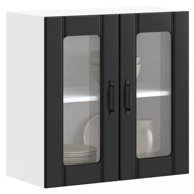 vidaXL Dulap de bucătărie cu ușă din sticlă &amp;bdquo;Lucca&amp;rdquo; din lemn negru 853908 foto