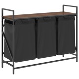 Cumpara ieftin Cos de rufe 3 compartimente cu raft stejar maro