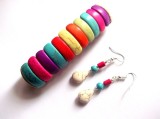 Set bratara si cercei cu howlite colorate 44156