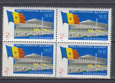 ROMANIA 1982 LP 1063 TIRGUL INTERNATIONAL BUCURESTI BLOC DE 4 TIMBRE MNH foto