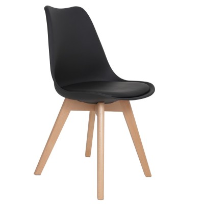 Scaun Celia - cadru lemn - imitatie piele negru foto