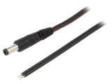 Cablu Negru 2x0,75mm&sup2; cu Mufă DC 5,5/2,5 - 1,5m, WEST POL
