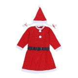 Costum craciunita pentru fata 10-12 ani, 3 piese polar, rosu