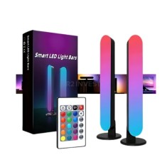 Set 2 lampi LED tip bara, RGB, jocuri de lumini, lumina ambientala, pentru divertisment, telecomanda inclusa