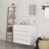 Set mobilier de baie, 3 piese, alb extralucios