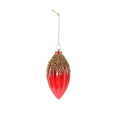 Decoratiune Craciun, tip con, rosu + auriu, 5 x 5 x 10.6 cm, 66780011 foto
