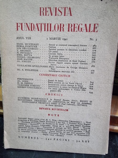 Revista Fundatiilor Regale - Anul VIII 1 Martie 1941 Nr. 3