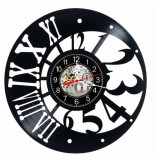 Ceas Perete Decorativ Manual Disc Vinil Cifre Romane Arabe Design Abstract Negru 30cm