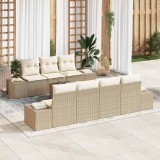 vidaXL Set de canapele pentru grădină cu pernă 8 pcs Bej poliratan 3346971