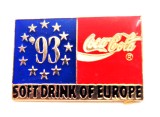 vtg COCA - COLA Soft Drink Of Europe 1993 Pin pt Rever _ 3 x 2 cm