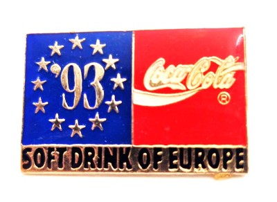 vtg COCA - COLA Soft Drink Of Europe 1993 Pin pt Rever _ 3 x 2 cm foto