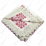 Fata de masa artizanat din bumbac 75&times;75 CM Crem/Rosu