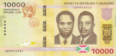 Bancnota Burundi 10.000 Franci 2015 - P54 UNC foto