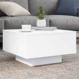 VidaXL Măsuță de cafea cu lumini LED, alb, 55x55x31 cm