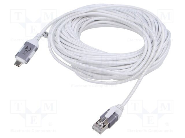 Cablu slim USB 3.1 RJ45 - USB C, 15m, alb - Goobay