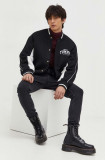 Tommy Jeans jachetă bomber din amestec de l&acirc;nă culoarea negru, de tranziție DM0DM17884