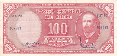 CHILE 10 centimos/100 pesos 1960-1961 XF!!! foto