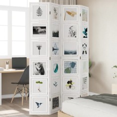 vidaXL Paravan cameră 4 panouri, alb, lemn masiv paulownia 358692