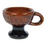 Suport pentru tăm&acirc;ie din ceramică, maro, cu m&acirc;ner, 7.5x7.5 cm, CMCLASS