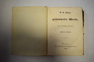 LEFFINGS - GEFAMMELTE WERTE (Leipzig 1853, limba germana, vol 2) foto