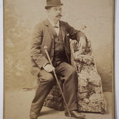 FOTO CHIEL FRERES , NICE , DOMN CU PALARIE SI BASTON , IN STUDIO , FOTOGRAFIE CABINET , CCA. 1900