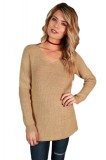 Cumpara ieftin BL972-14 Bluza tricotata cu decupaj la spate accesorizat cu snur, L, M, M/L