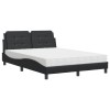 Cadru de pat fara saltea, Zadar, negru, 140x190 cm, piele ecologica
