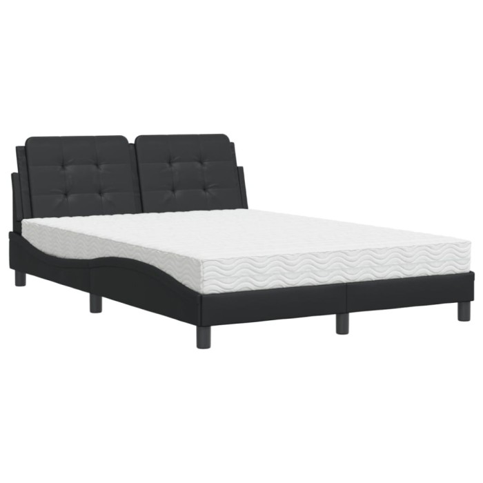Cadru de pat fara saltea, Zadar, negru, 140x190 cm, piele ecologica