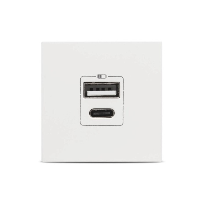 Moda Voice, priza USB A+C 5V 2,4A 2M, alb mat, Elbi