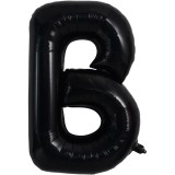 Balon folie metalizata litera b, flippy, 40 cm, umflati cu heliu sau aer, ambalaj individual, pai inclus, negru