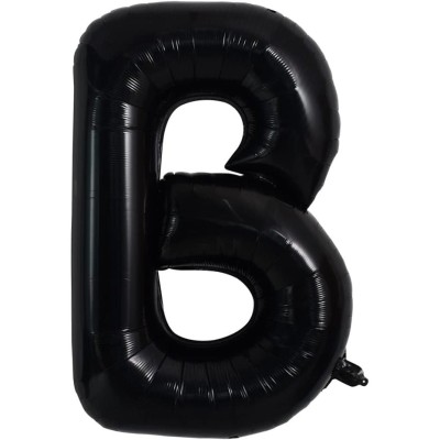 Balon folie metalizata litera b, flippy, 40 cm, umflati cu heliu sau aer, ambalaj individual, pai inclus, negru foto