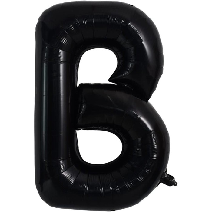 Balon folie metalizata litera b, flippy, 40 cm, umflati cu heliu sau aer, ambalaj individual, pai inclus, negru