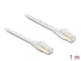 Cablu retea RJ45 Flat Cat.8.1 FTP 1m Alb, Delock 81025