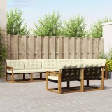 vidaXL Set de canapele de exterior cu pernă 8 pcs Natural și Crem 3369569