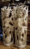 Set de 2 superbe sculpturi lucrate integral manual, c&acirc;ntecul lui Saraswati
