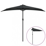 Cumpara ieftin Umbrela de balcon tija aluminiu negru 270x144x222cm semicerc